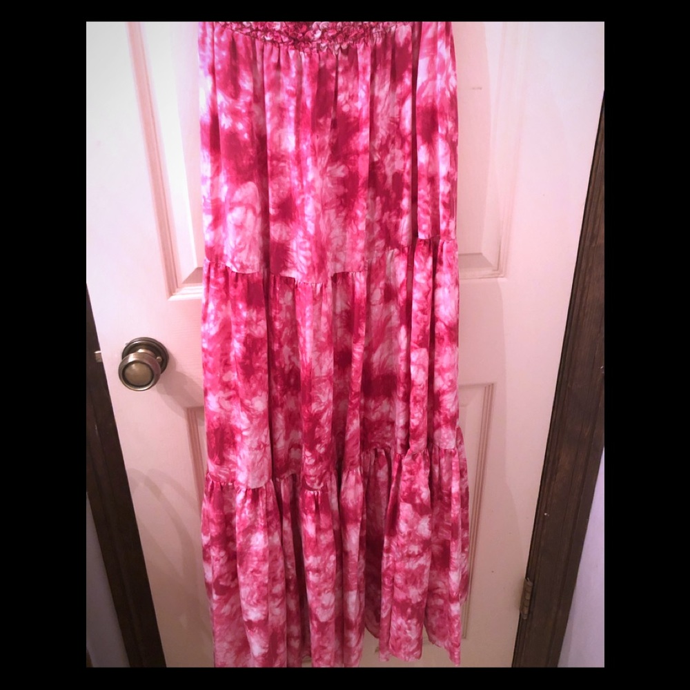 Michael Kors tye dye strapless maxi dress. EUC